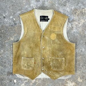 Vintage Tan Suede Leather Sherpa Vest